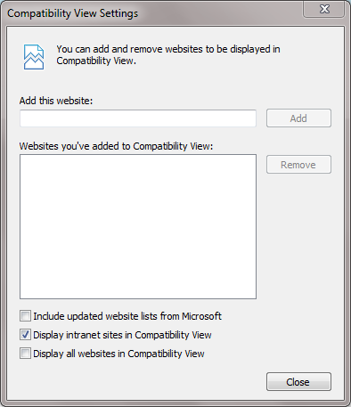 IE's very conservative default intranet settings